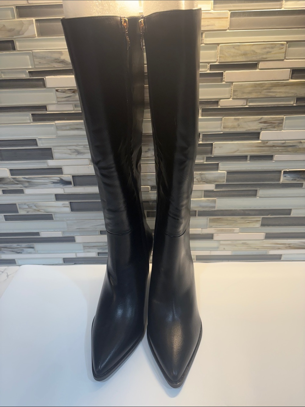 IDIFU Black Tall Pointed Toe Boots
